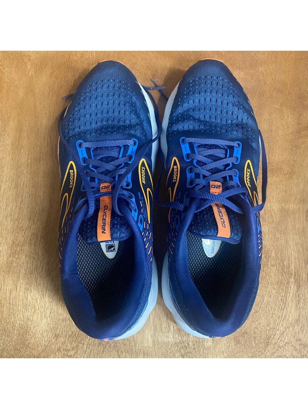 Brooks Glycerin 20 Running Shoes Mens Sz 10.5 D Blue Orange Sneakers 1103821D444